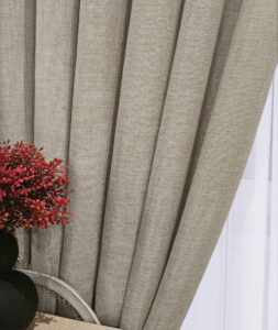 Комплект штори однотонні льон мішковина. Колір сіро-бежевий. Готові штори в спальню, зал, вітальню