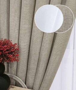 Комплект штори однотонні і тюль. Тканина льон мішковина + шифон. Колір: сіро-бежеві штори, білий тюль