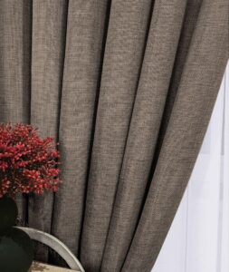 Комплект штори однотонні льон мішковина. Колір какао. Готові штори в спальню, зал, вітальню