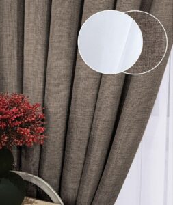 Комплект штори однотонні і тюль. Тканина льон мішковина + шифон. Колір: какао штори, білий тюль