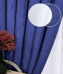 Комплект штори однотонні і тюль. Тканина льон мішковина + шифон. Колір: сині штори, білий тюль