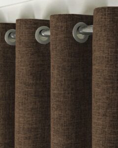 Комплект шторы на люверсах лен мешковина. Цвет коричневый. Готовые шторы в спальню, зал, гостиную