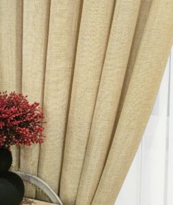 Тканина для штор льон мішковина. Шторна тканина колір солом'яний