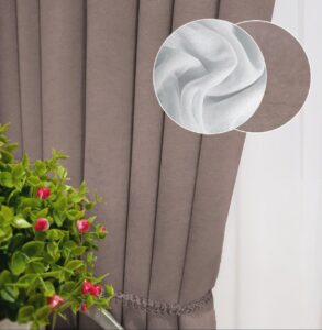 Комплект штори і тюль. Тканина мікровелюр Diamond + шифон вуаль. Колір: сіро-бежевий штори, білий тюль