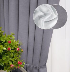 Комплект штори і тюль. Тканина мікровелюр Diamond + шифон вуаль. Колір: сірі штори, білий тюль