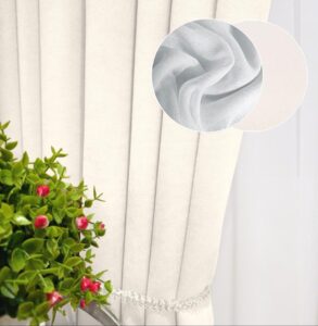 Комплект штори і тюль. Тканина мікровелюр Diamond (Туреччина) + шифон. Колір: молочні штори, білий тюль