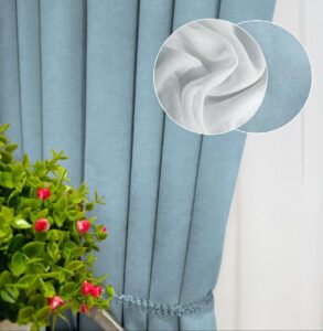 Комплект штори і тюль. Тканина мікровелюр Diamond + шифон. Колір: м*ятно-блакитний штори, білий тюль