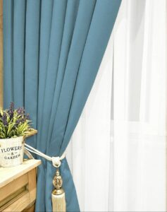 Комплект штори мікровелюр Petek. Колір морська хвиля. Готові штори в спальню, зал, вітальню