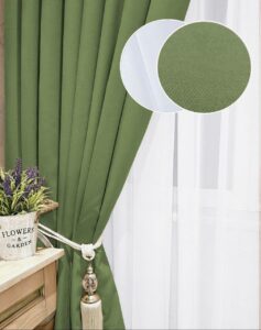 Комплект шторы и тюль. Ткань микровелюр Petek + шифон. Цвет: зелёные шторы, белый тюль
