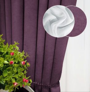Комплект штори і тюль. Тканина мікровелюр Diamond + шифон вуаль. Колір: баклажан штори, білий тюль
