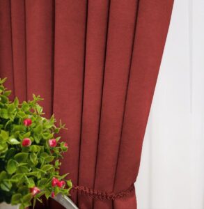 Тканина для штор льон мішковина. Шторна тканина колір червоний