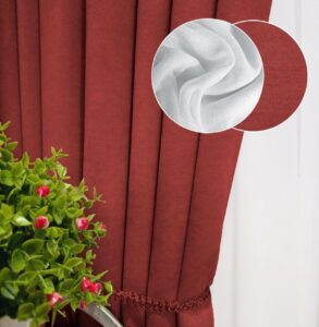 Комплект штори і тюль. Тканина мікровелюр Diamond + шифон вуаль. Колір: червоні штори, білий тюль