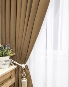 Тканина для штор мікровелюр Petek. Шторна тканина колір світлий горіх