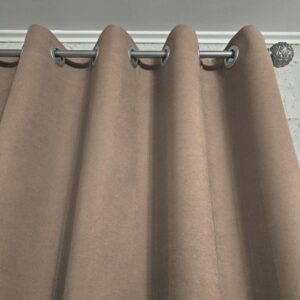 Комплект штори на люверсах мікровелюр Petek. Колір темний бежевий