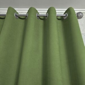 Комплект штори на люверсах мікровелюр Petek. Колір зелений
