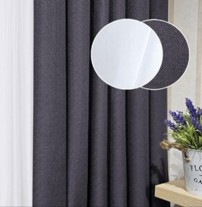 Комплект штори і тюль. Блекаут льон рогожка + шифон. Колір: графітові штори, білий тюль