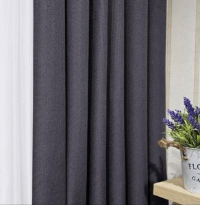 Комплект штори льон блекаут рогожка. Колір графітовий (темний сірий). Готові штори в спальню, зал, вітальню
