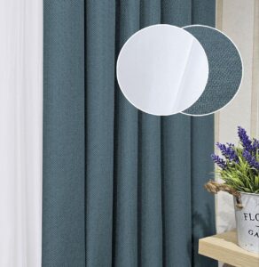 Комплект штори і тюль. Тканина блекаут льон рогожка + шифон. Колір: сіро-бірюзові штори, білий тюль