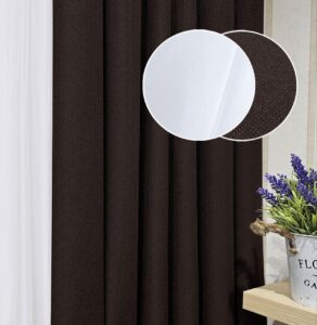 Комплект штори і тюль. Тканина блекаут льон рогожка + шифон. Колір: венге (темний шоколад) штори, білий тюль