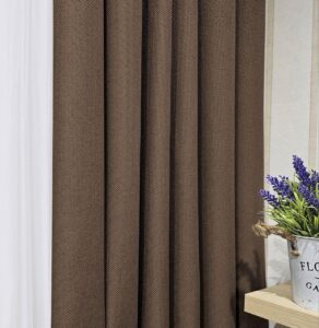 Тканина для штор льон рогожка блекаут. Шторна тканина коричневого кольору