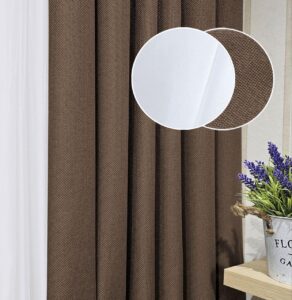 Комплект штори і тюль. Тканина блекаут льон рогожка + шифон. Колір: коричневі штори, білий тюль