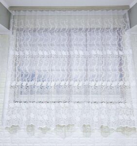 Короткий тюль жаккард. Колір білий. Тюль на кухню, балкон, веранду, дачу. Висота 1,6м