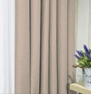 Комплект шторы блэкаут лен рогожка. Цвет бежевый. Готовые шторы в спальню, зал, гостиную