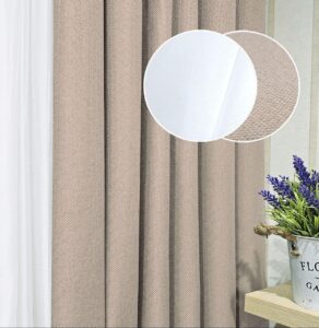 Комплект штори і тюль. Тканина блекаут льон рогожка + шифон. Колір: бежеві штори, білий тюль