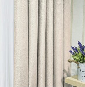 Тканина для штор льон рогожка блекаут. Шторна тканина колір світлий бежевий