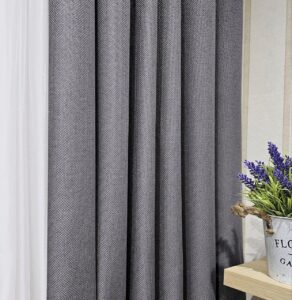 Комплект сірі штори блекаут льон рогожка. Готові штори сірого кольору в спальню, зал