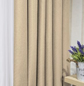 Тканина для штор льон рогожка блекаут. Шторна тканина бежевого кольору
