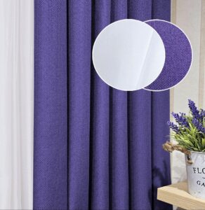 Комплект штори і тюль. Тканина блекаут льон рогожка + шифон. Колір: фіолетові штори, білий тюль