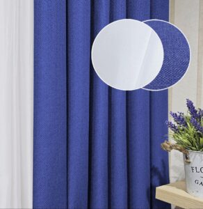 Комплект штори блекаут і тюль. Тканина льон рогожка + шифон. Колір: сині штори, білий тюль