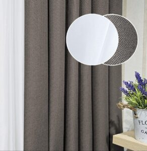 Комплект штори і тюль. Тканина блекаут льон рогожка + шифон. Колір: сіро-коричневий штори, білий тюль