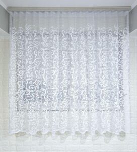 Короткий тюль жаккард. Колір білий. Тюль на кухню, балкон, веранду, дачу. Висота 1,6м