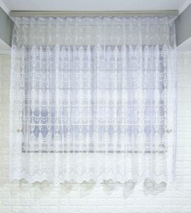 Короткий тюль жаккард. Колір білий. Тюль на кухню, балкон, веранду, дачу. Висота 1,6м
