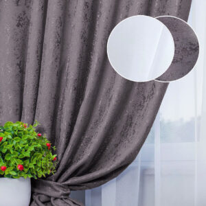 Комплект штори і тюль. Тканина шенілл мармур + шифон вуаль. Колір: сірий з какао штори, білий тюль