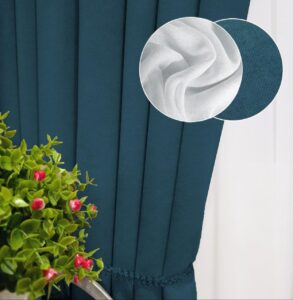 Комплект штори і тюль. Тканина мікровелюр Diamond + шифон вуаль. Колір: темний бірюзовий штори, білий тюль