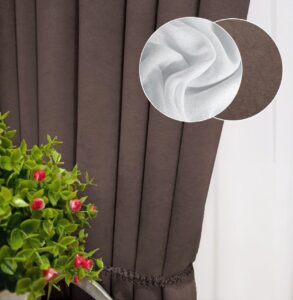 Комплект штори і тюль. Тканина мікровелюр Diamond + шифон вуаль. Колір: мокко штори, білий тюль