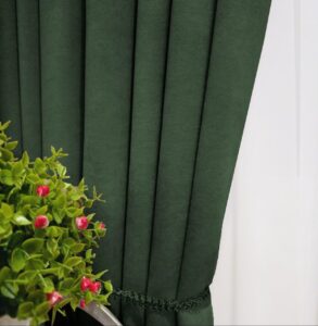 Комплект штори мікровелюр Diamond. Колір темний зелений. Готові штори в спальню, зал, вітальню