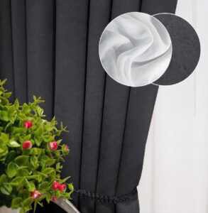 Комплект штори і тюль. Тканина мікровелюр Diamond + шифон вуаль. Колір: чорно-сірі штори, білий тюль