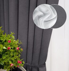 Комплект штори і тюль. Тканина мікровелюр Diamond + шифон вуаль. Колір: темно-сірі штори, білий тюль