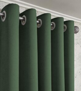 Комплект штори на люверсах мікровелюр Diamond. Колір темний зелений