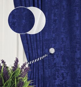 Комплект штори і тюль. Тканина жаккард мармур + шифон. Колір: сині штори, білий тюль