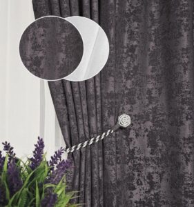 Комплект штори і тюль. Тканина жаккард мармур + шифон. Колір: графітові штори, білий тюль