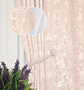 Комплект штори і тюль. Тканина жаккард мармур + шифон. Колір: пудрові штори, білий тюль