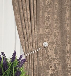 Тканина для штор жаккард мармур. Шторна тканина колір темний бежевий