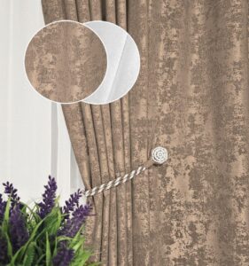 Комплект штори і тюль. Тканина жаккард мармур + шифон. Колір: темний бежевий штори, білий тюль