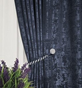 Комплект штори жаккард мармур. Колір сапфіровий. Готові штори в спальню, зал, вітальню