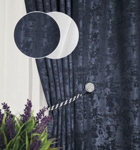 Комплект штори і тюль. Тканина жаккард мармур + шифон. Колір: сапфірові штори, білий тюль